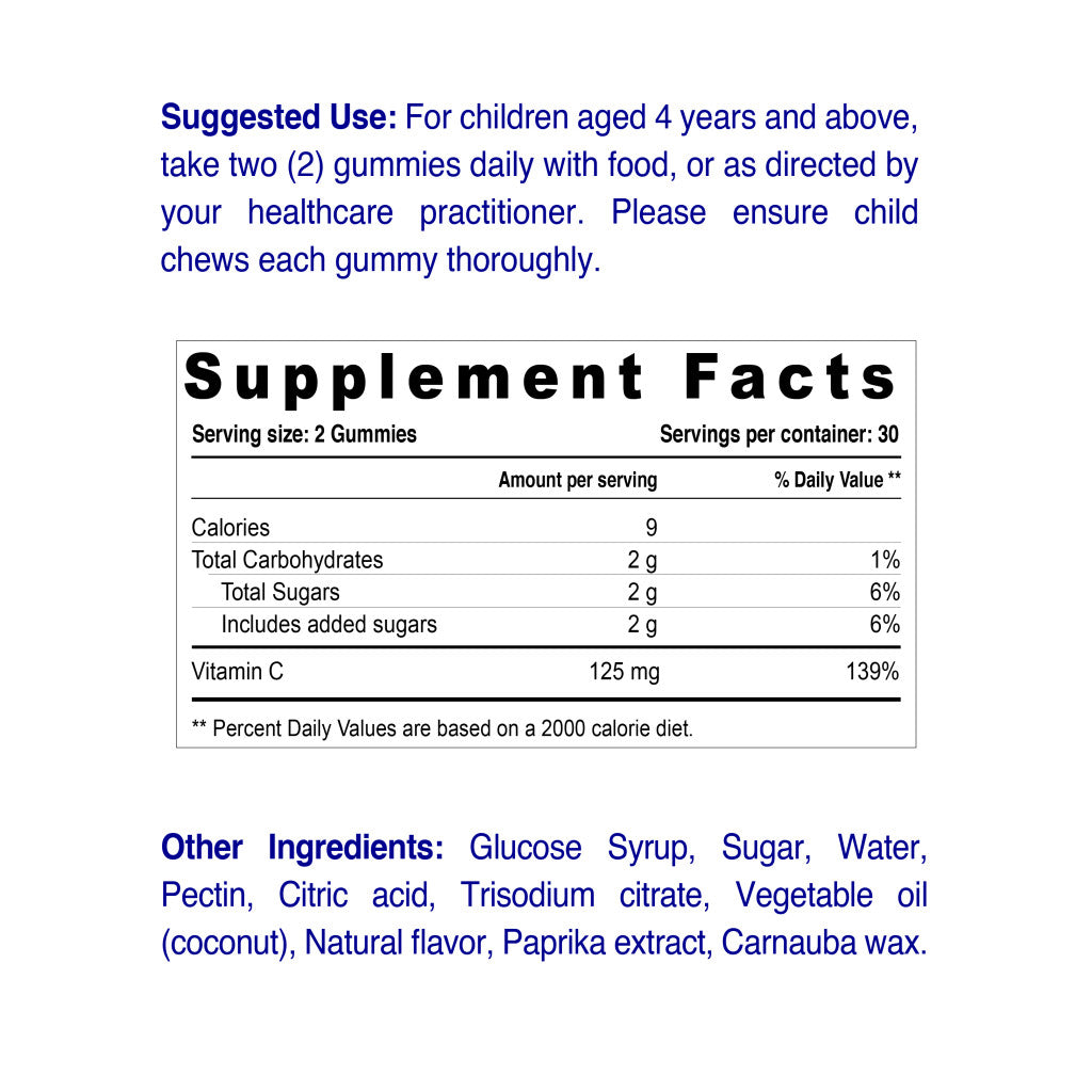 Nordic Sunshine Vitamin C Gummies for Kids & Adults – Immune Support, Antioxidant, Gelatin-Free, Tangerine Flavor – 60’s