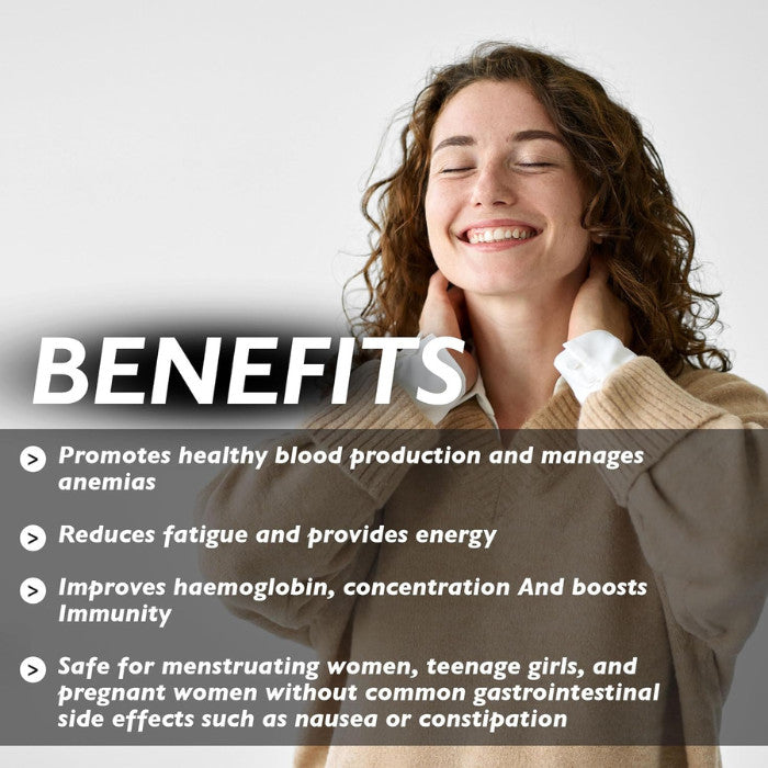 Organic Earth Gentle Iron Supplement with B12, Folate, and Vitamin C for Energy - 60 Capsules