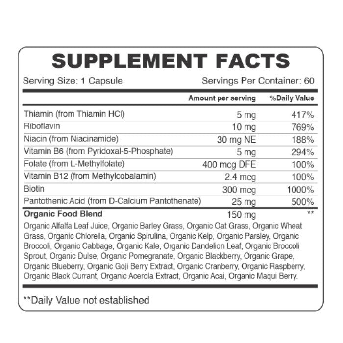 Organic Earth B- Complex 60 Capsules Organic Earth