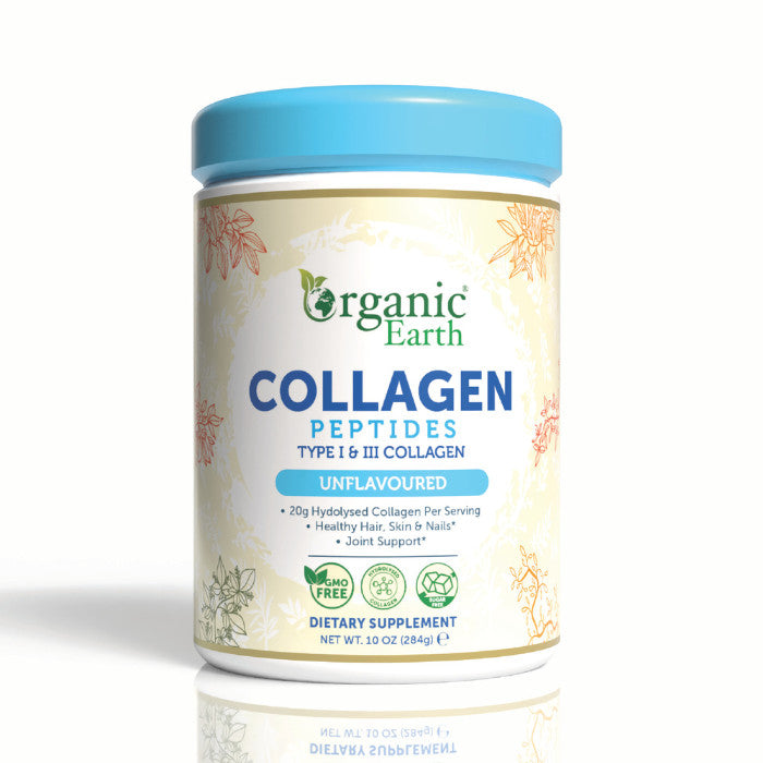 Organic Earth Collagen Peptides Unflavored, Collagen for Skin, Hair, Nails and Joint Health - 284g