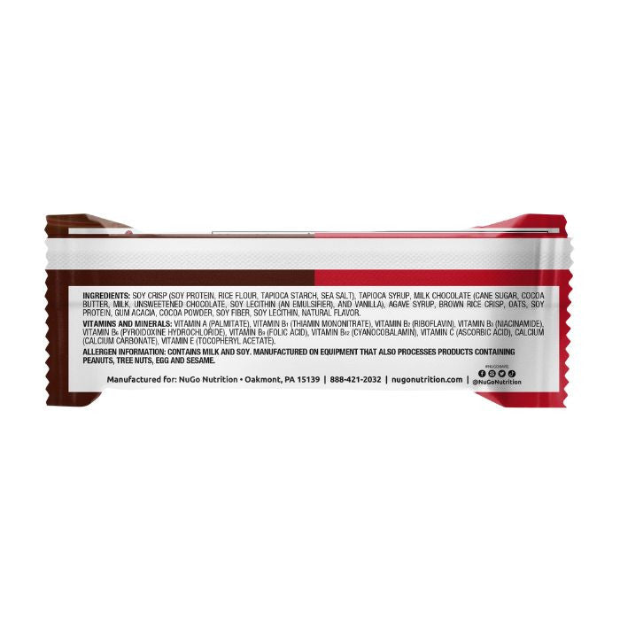 NuGo Original Milk Chocolate Protein Bar 50g, 11g Protein, Gluten Free Snack with Added Vitamins, Pack of 15 pcs