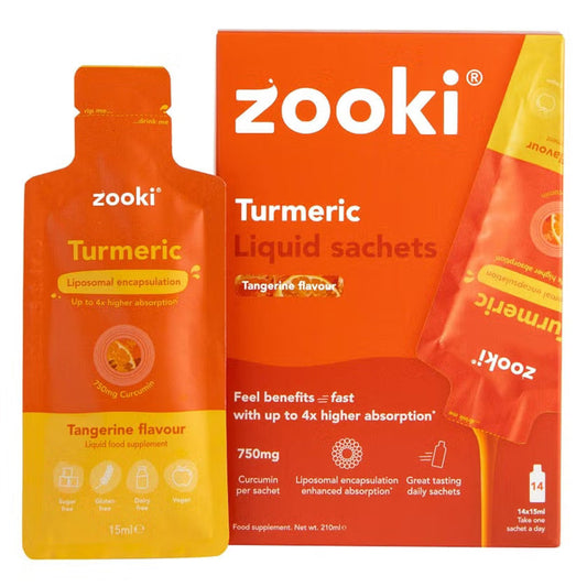 Zooki Liposomal Turmeric 750mg Tangerine Flavor Liquid Sachet 15ml, Pack of 14’s