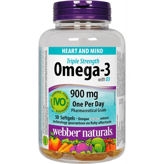 WEBBER NATURALS OMEGA 3 WITH D3 900MG SOFTGEL 50s Webber Naturals