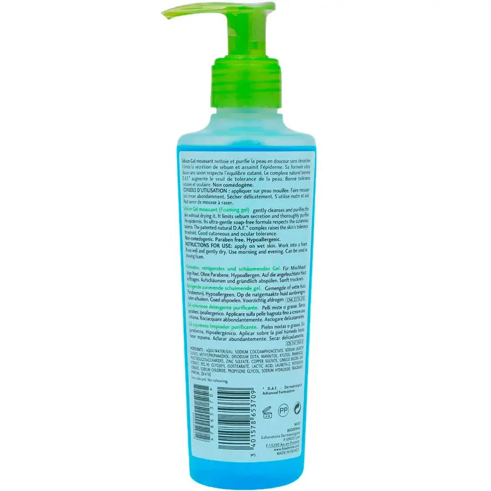 Bioderma Sebium Gel Moussant Purifying Cleansing Foaming Gel 200ml Bioderma