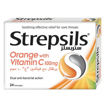 Strepsils Orange With Vitamin C 100 mg Lozenges 24's
