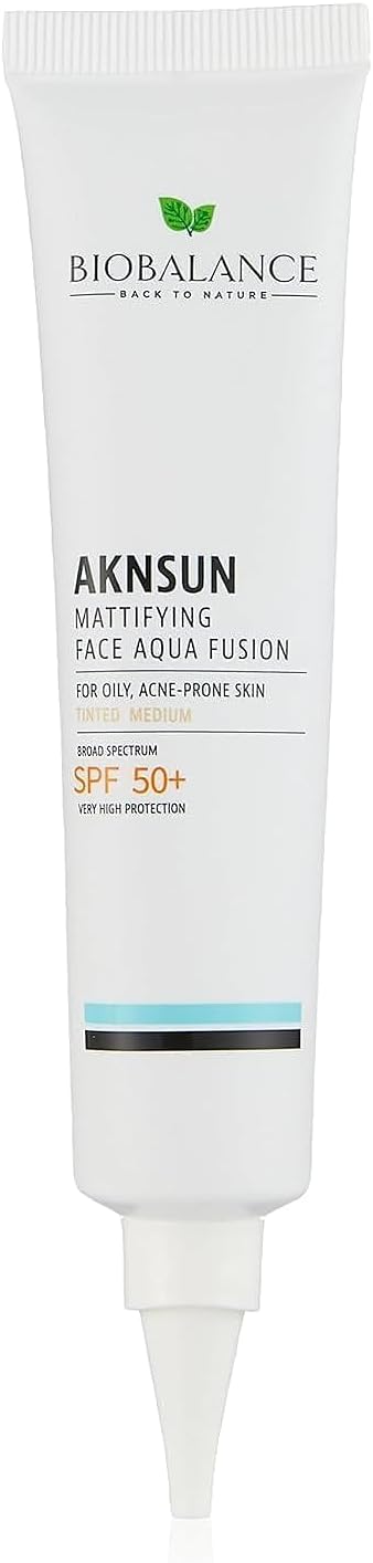 Bio Balance Aknsun Mattifying Face Aqua Fusion (SPF50+) Tinted Medium – For Oily & Acne-Prone Skin – 40ml