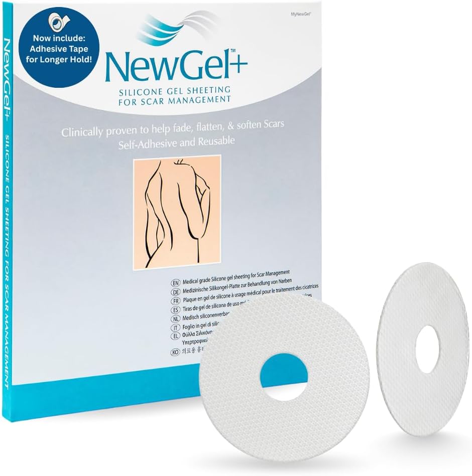 NewGel+ Advanced Silicone Scar Treatment Sheeting - 1mm Thick, Clear, 1 Pair for Areola for Post-Surgery Cosmetic Procedures