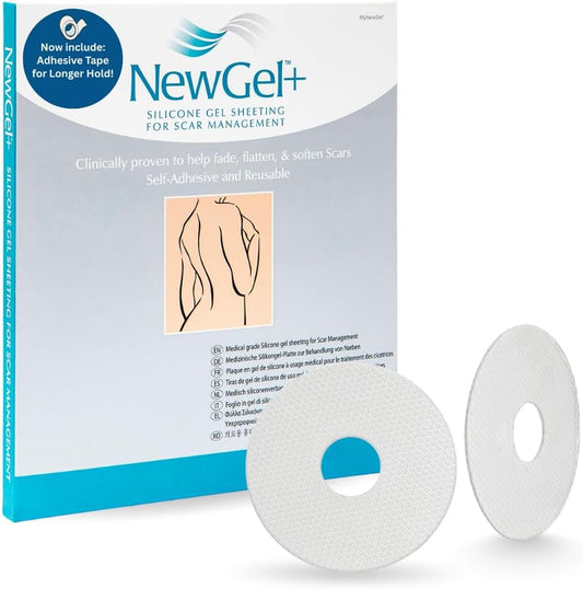 NewGel+ Advanced Silicone Scar Treatment Sheeting - 1mm Thick, Clear, 1 Pair for Areola for Post-Surgery Cosmetic Procedures