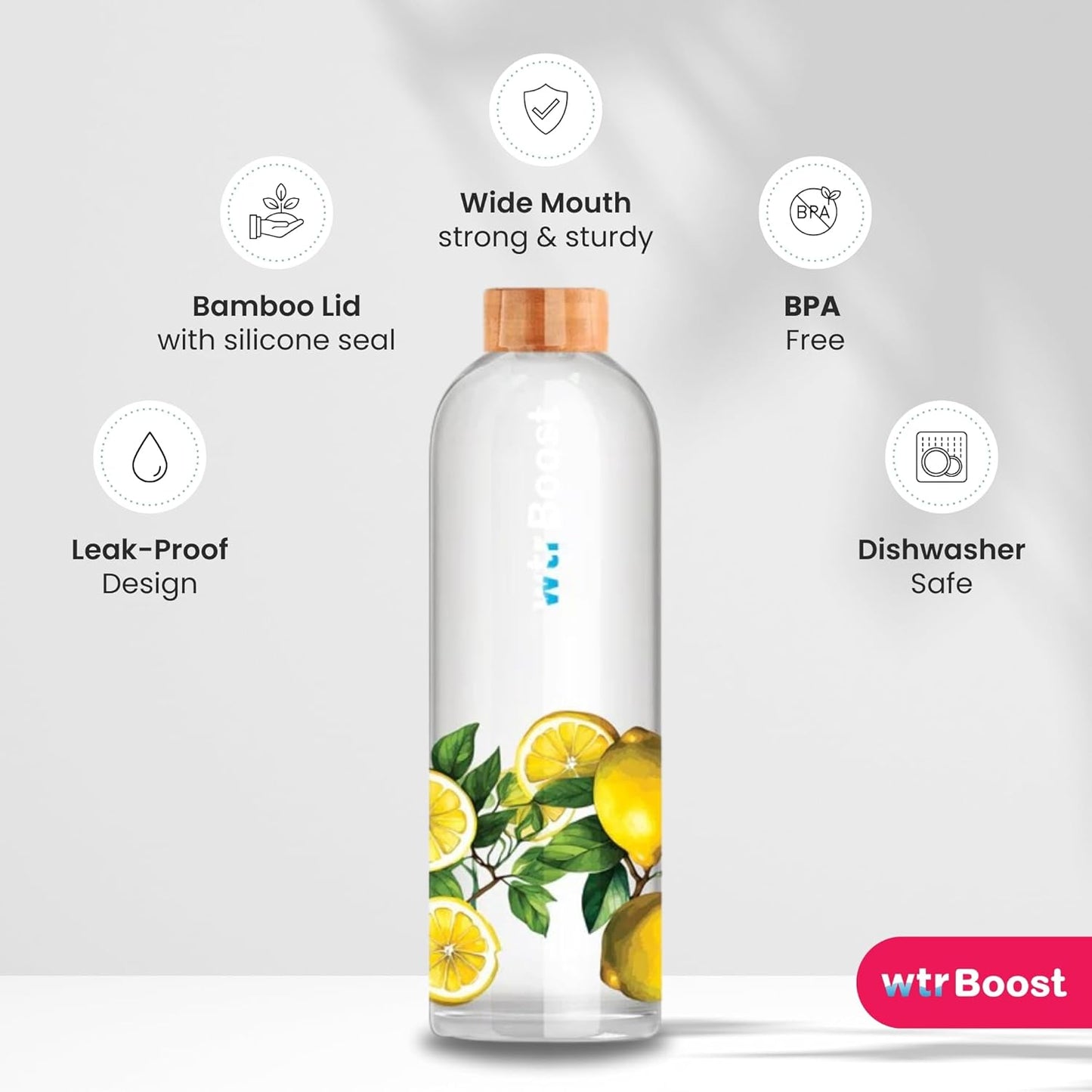 WTR Boost Borosilicate Amalfi Glass Bottle - 600ml