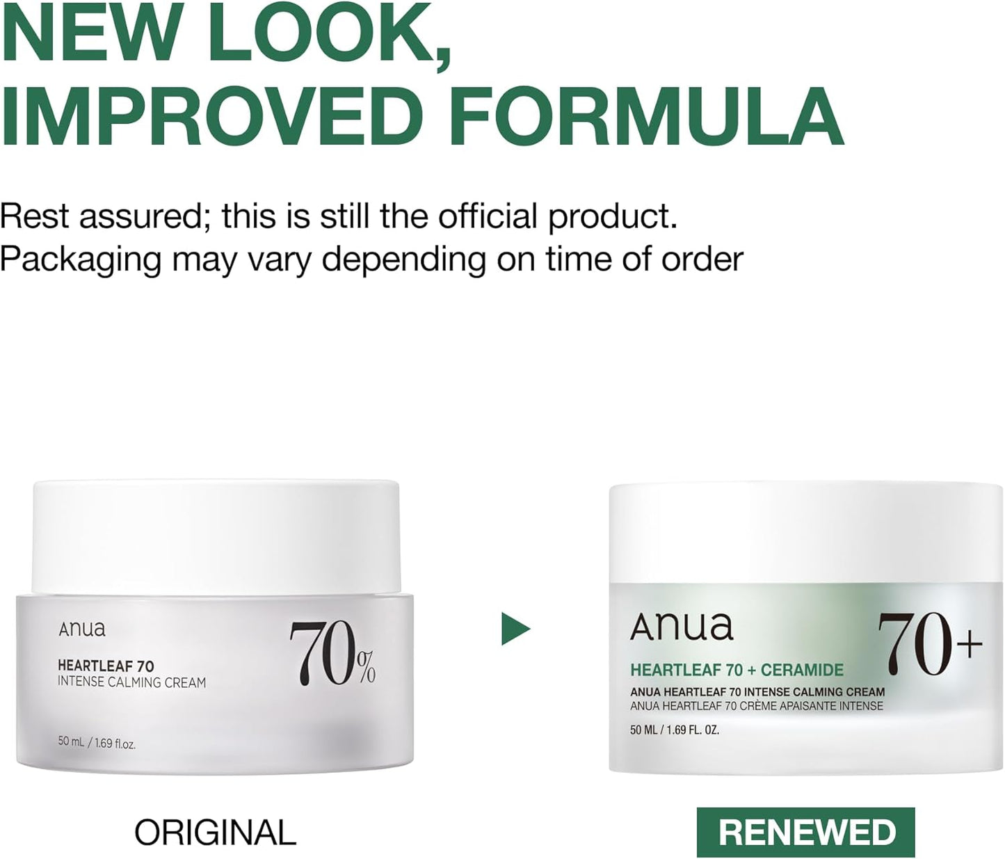 Anua Heartleaf 70% Intense Calming Facial Cream For Dry & Sensitive Skin - 50ml