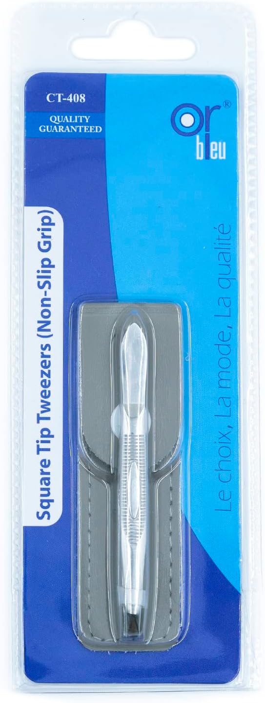 Or Bleu Square Tip Tweezers (Non-Slip Grip) - CT408