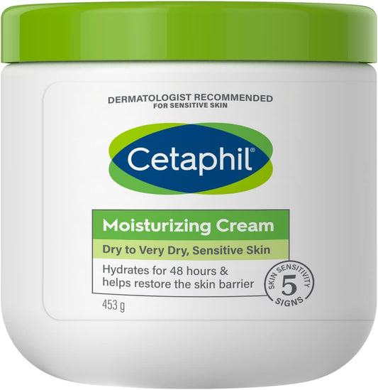 Cetaphil Moisturizing Cream, Face & Body Moisturizer With Dry to Very Dry Sensitive Skin, Unscented - 453g
