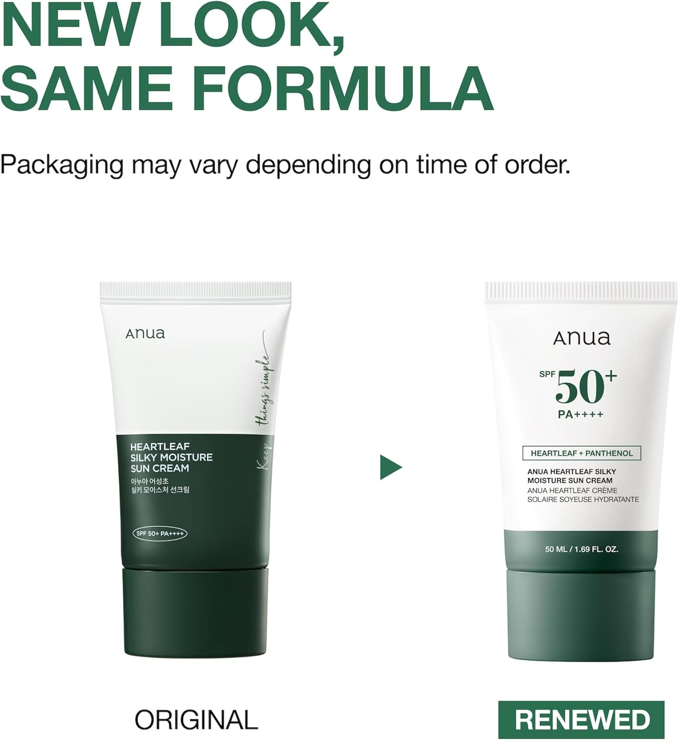 Anua Heartleaf Silky Moisture SP50+ PA++++ Sun Cream 50ml