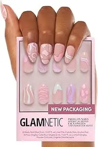 Glamnetic Press On Nails - Wild Card | Opaque UV Finish Short Pointed Almond Shape, Reusable Pastel Nails in 12 Sizes - 24 Nail Kit with Glue Glamnetic