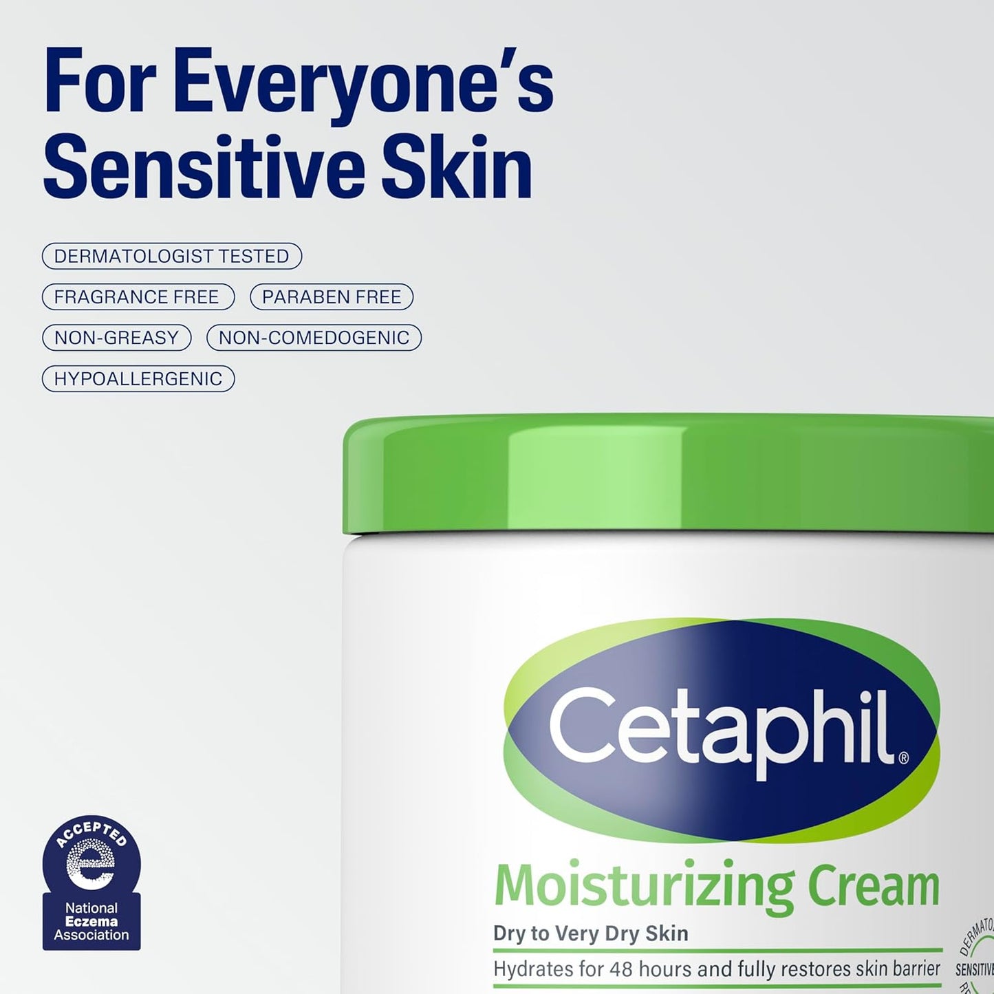 Cetaphil Moisturizing Cream, Face & Body Moisturizer With Dry to Very Dry Sensitive Skin, Unscented - 250g
