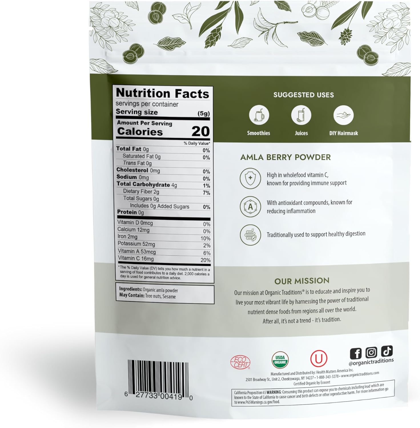 Organic Traditions Amla Berry Powder | 200 g Organic Traditions