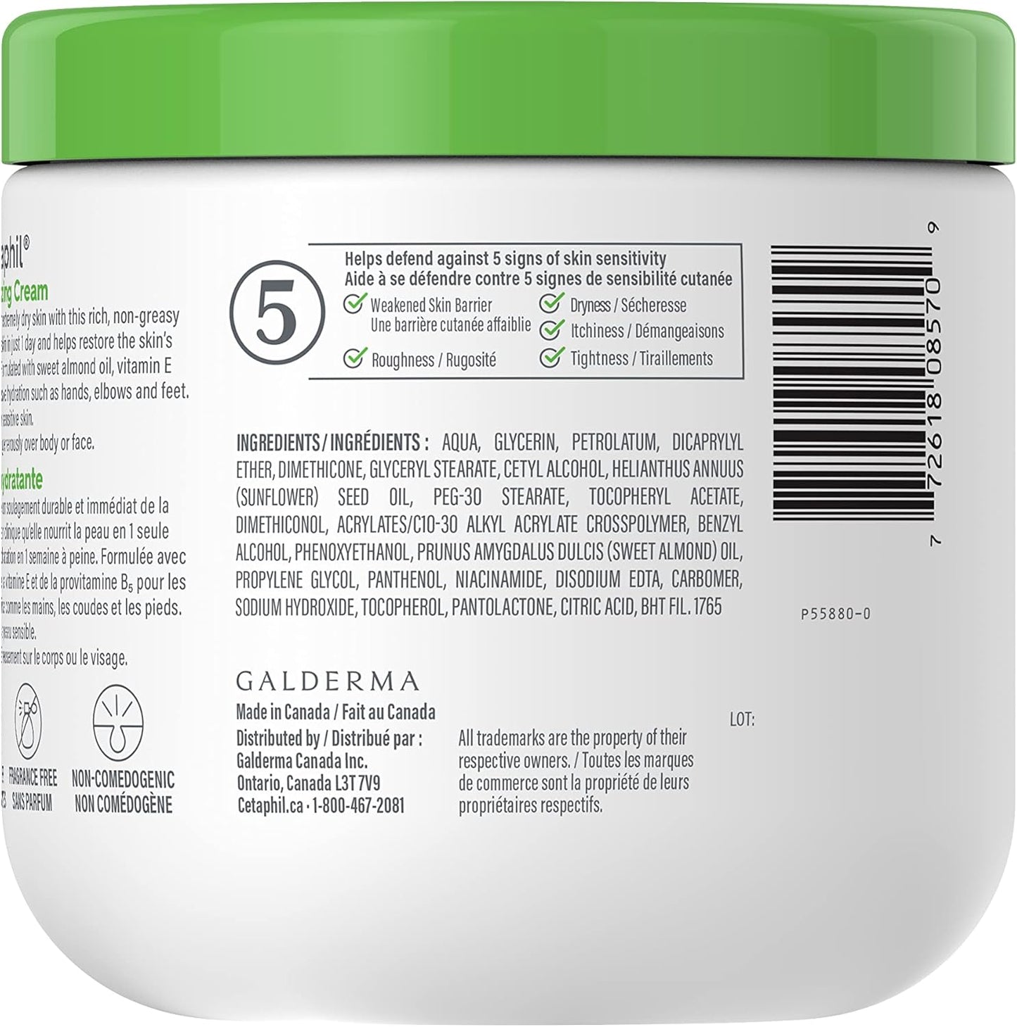 Cetaphil Moisturizing Cream, Face & Body Moisturizer With Dry to Very Dry Sensitive Skin, Unscented - 453g