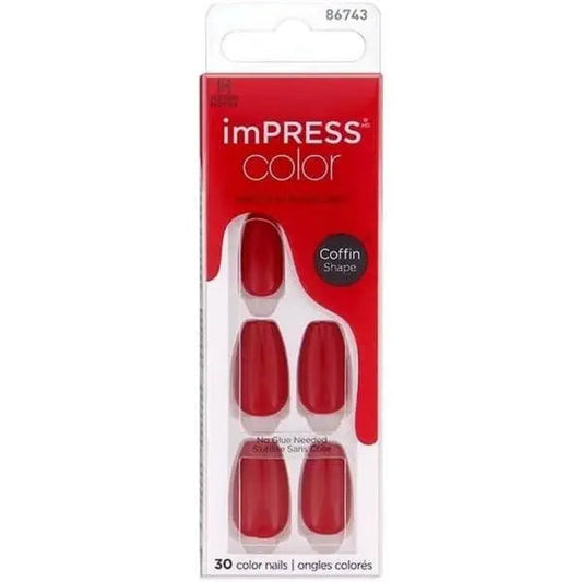 Kiss Impress Color Nails Med Coffin- Reddy Or Not Imc510C KISS