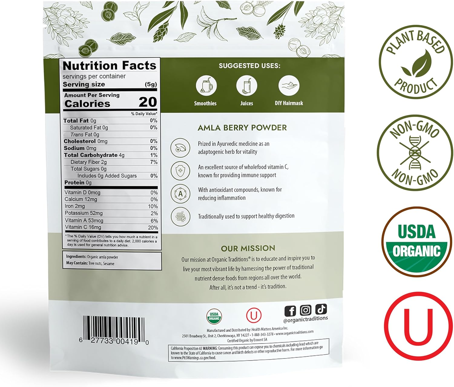 Organic Traditions Amla Berry Powder | 200 g Organic Traditions