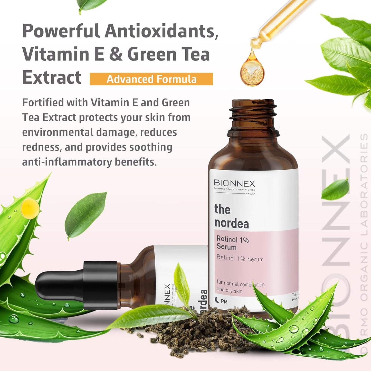 Bionnex The Nordea Retinol 1%, Anti-Aging Face Serum for Wrinkles, Fine Lines and Uneven Texture - 30ml