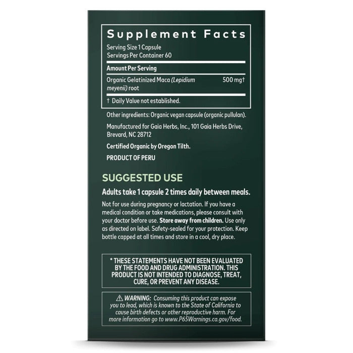 Gaia Herbs Maca Root 60 Capsules