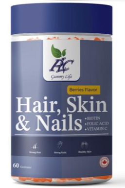 PLC Gummies for Healthy Hair, Skin & Nails. Pack of 60s