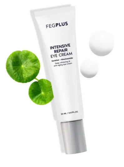 FEGPLUS Anti-Aging Eye Cream with HA & 15% Niacinamide, Eliminate Wrinkles, Eye Bags, Dark Circles, Puffiness,.. UVA & UVB Protection | The best eye cream made in the USA (20ml) FEGPLUS
