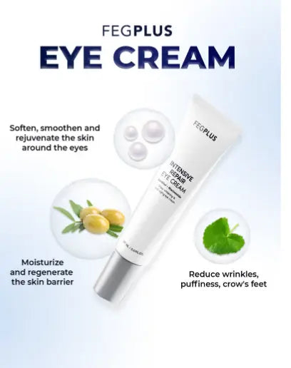 FEGPLUS Anti-Aging Eye Cream with HA & 15% Niacinamide, Eliminate Wrinkles, Eye Bags, Dark Circles, Puffiness,.. UVA & UVB Protection | The best eye cream made in the USA (20ml) FEGPLUS