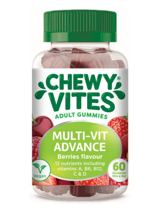 Chewy Vites Multi-Vit Advance Adult Multivitamin Supplement Gummies Berries Flavour, Pack of 60's