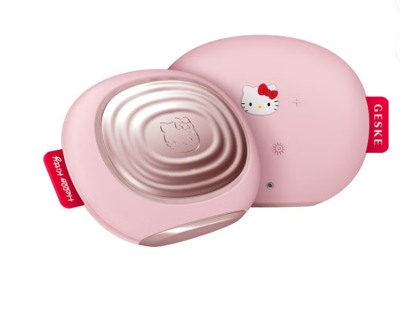 Geske Hello Kitty SmartAppGuided 4-in-1 Sonic Facial Brush In Pink Color For Deep Cleansing & Anti-Aging Massage geske