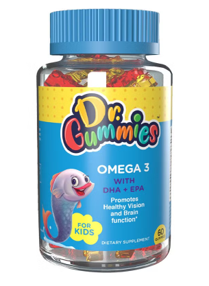 Dr. Gummies Kids Omega 3 Gummies With DHA & EPA For Healthy Vision And Brain Function, Pack of 60's Dr. Gummies