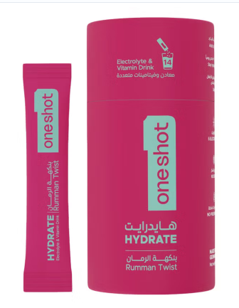 Oneshot Hydrate Rumman Twist Electrolyte & Vitamin Drink Sticks, Pack of 14's