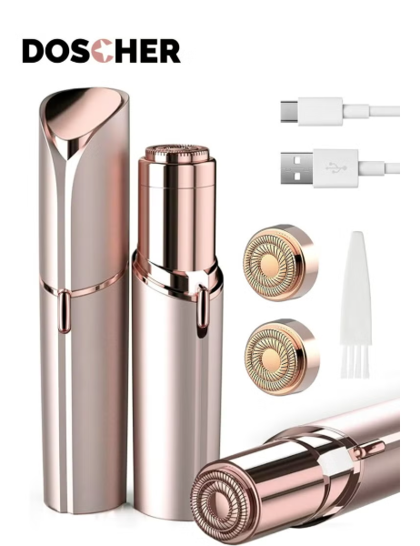 Facial Hair Removal for Women, Painless Epilator Hair Remover Device with 2 Pcs Replacement Heads , USB Rechargeable Face Electric Razor and Trimmer for ladies Lip, Chin, Arms