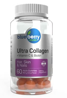 Blueberry Naturals Ultra Collagen + Vitamin C & Biotin Adult Gummies, Pack of 60’s