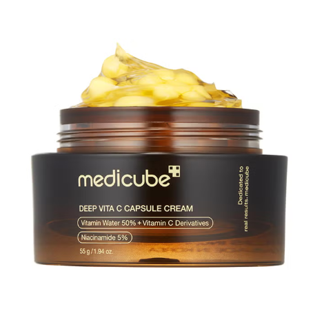 Mega Deal Medicube Deep Vitamin C Golden Capsule Face Moisturizer - Liposome Capsules For Wrinkles, Skin Radiance - Transparent Gel For Glow Hydration - Korean Skin Care 1.94 Oz
