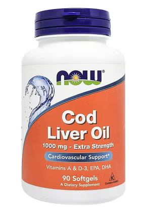 Now Extra Strength 1000mg Cod Liver Oil Softgels, Pack of 90's