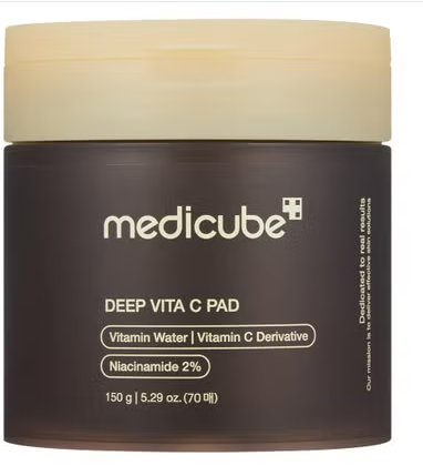 Medicube Deep Vita C With 2% Niacinamide Facial Toner Pads For Dark Spots & Blemish Care 150g, Pack of 70's