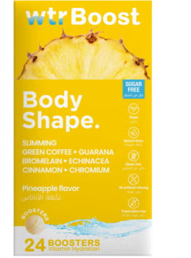 WTR Boost Body Shape Effervescent Boosters - Pineapple Flavor, Pack of 24's
