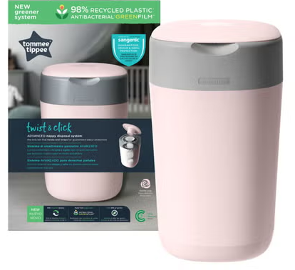 Tommee Tippe Twist And Click Advanced Nappy Disposal Bin - Pink