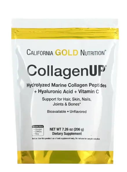 CollagenUP Hydrolyzed Marine Collagen Peptides with Hyaluronic Acid and Vitamin C Unflavored 7.26 oz (206 g) California Gold Nutrition