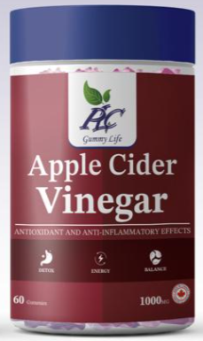 PLC Apple Cider Vinegar Gummies for Antioxidant & Anti-Inflammatory Effects. Pack of 60s