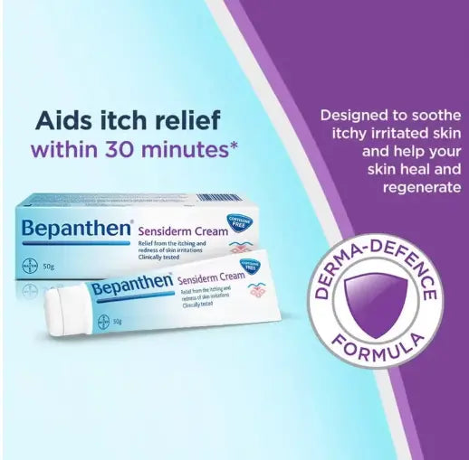 Bepanthen Sensiderm Cream, Cortisone Free, For Irritated, Itchy & Red Skin 50g Bepanthen