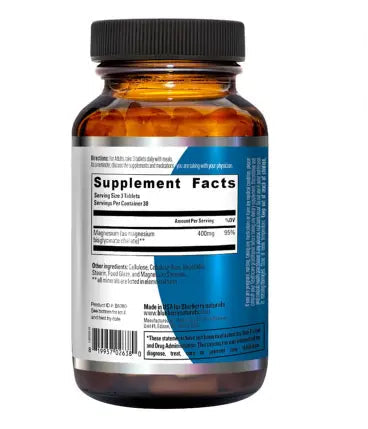 Blueberry Naturals Chelated Magnesium 400 mg Tablets 90's B0258 Blueberry Naturals