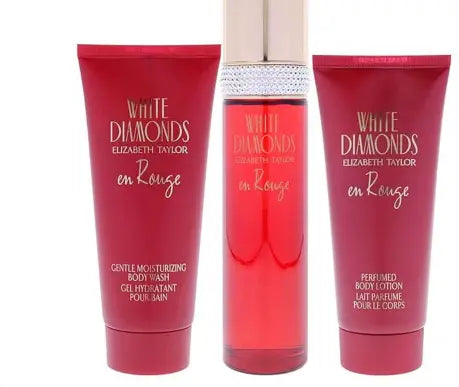 Elizabeth Taylor White Diamonds En Rouge Gift Set For Women - Pack of White Diamonds En Rouge EDP 100ml + En Rouge Body Wash 100ml + En Rouge Body Lotion 100ml Elizabeth Taylor