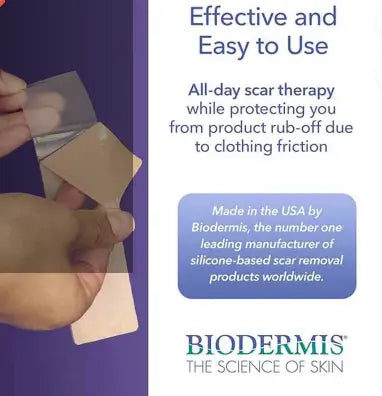 Biodermis EpiDerm Long Strip Natural Silicone Gel Sheeting For Scars, Size 3.6 *29cm - 1 Pair Biodermis