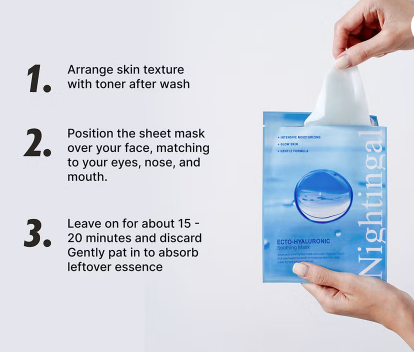 Nightingale Ecto Hyaluronic Soothing Face Sheet Mask For All Skin Types 27ml, Pack of 1’s Nightingale