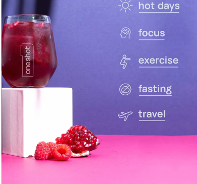 Oneshot Hydrate Rumman Twist Electrolyte & Vitamin Drink Sticks, Pack of 14's