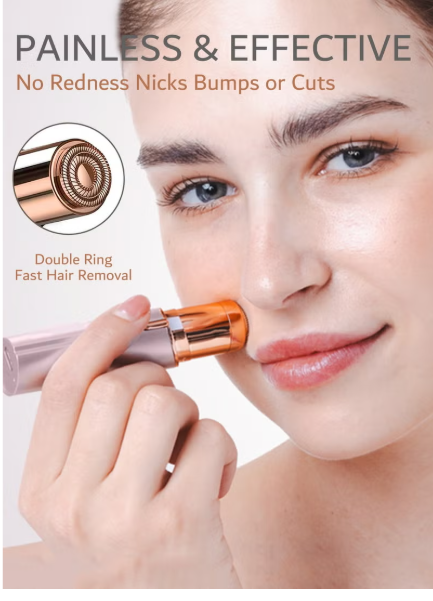 Facial Hair Removal for Women, Painless Epilator Hair Remover Device with 2 Pcs Replacement Heads , USB Rechargeable Face Electric Razor and Trimmer for ladies Lip, Chin, Arms