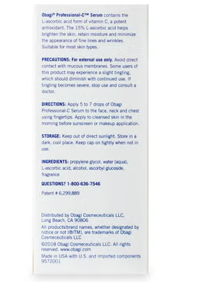 Obagi Professional-C 15% L-Ascorbic Acid Antioxidant Vitamin C Face Serum 30ml