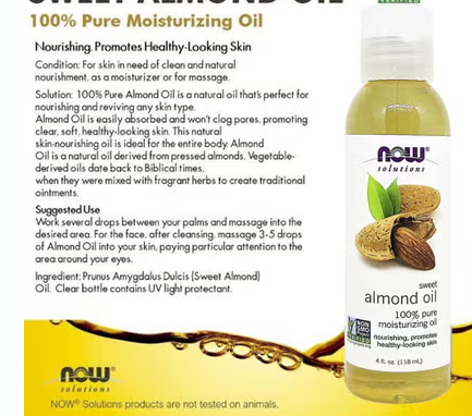 Now Solutions 100% Pure Sweet Almond Moisturizing Oil 118ml